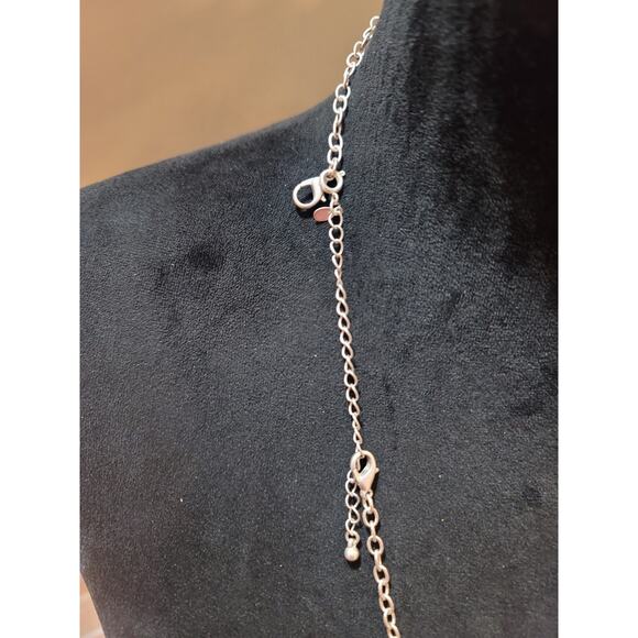 Women's Layered Silver Chain Necklace With Clear Crystal Drops And Lobster Clasp - Picture 6 of 6